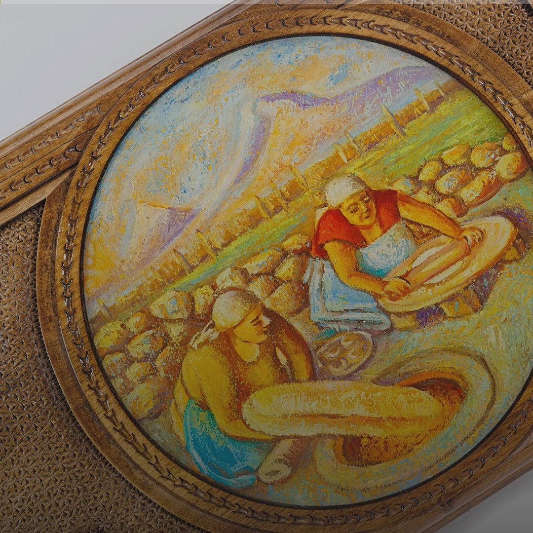 Walnut Backgammon Set with Oil Painting, 60 cm – video