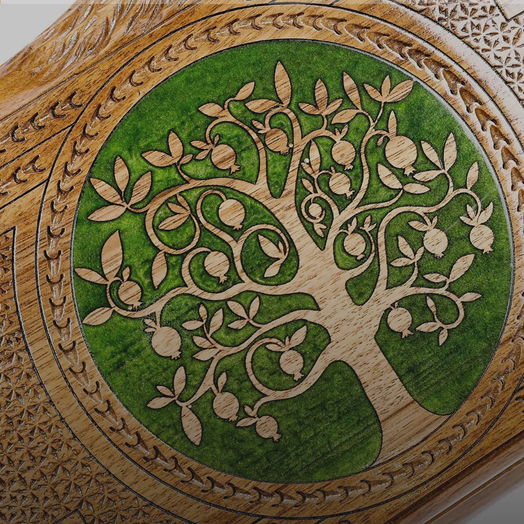 Pomegranate Tree Backgammon Set video: handmade, with free personal engraving