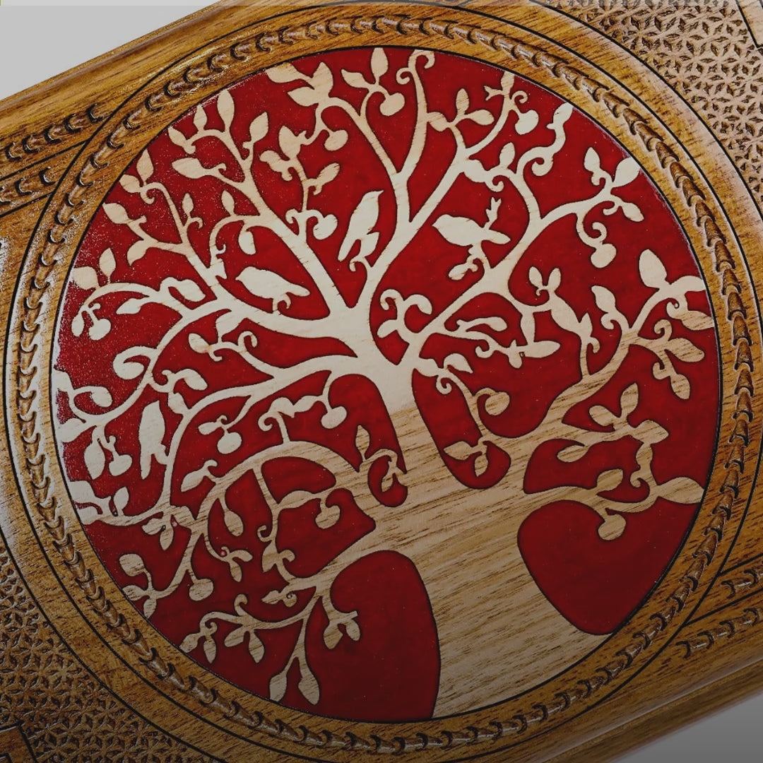Walnut Backgammon Set with Epoxy Trees, 50 cm – video