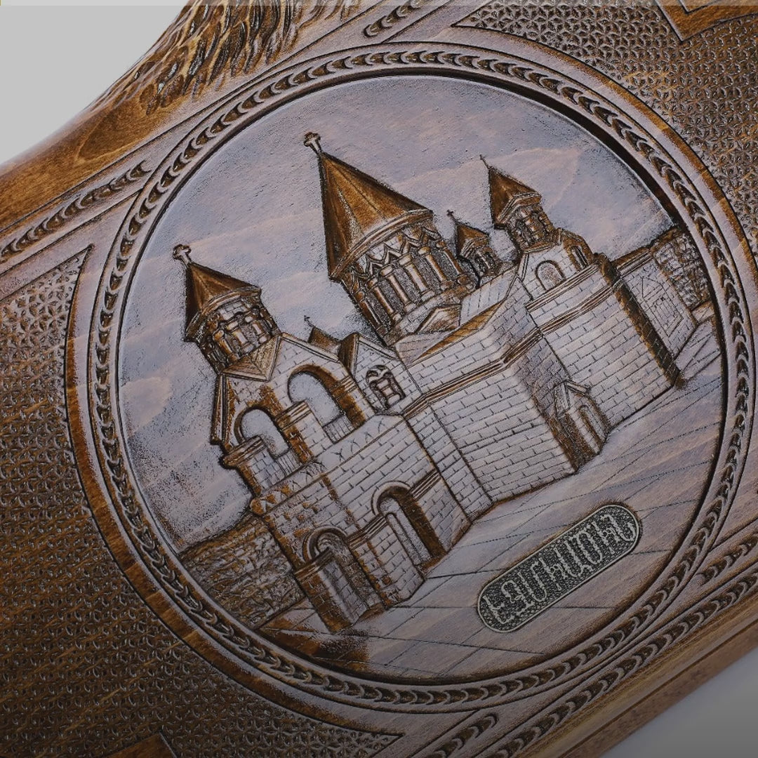 Backgammon Set with Etchmiadzin Cathedral & Ararat, 60 cm – video