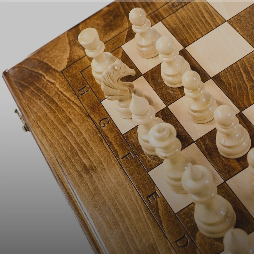 Classic Walnut Chess & Backgammon Set, 60 cm – video