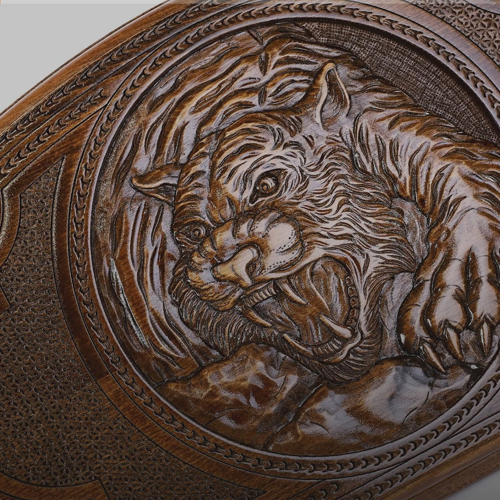 Tiger Backgammon Set video: handmade, with free personal engraving