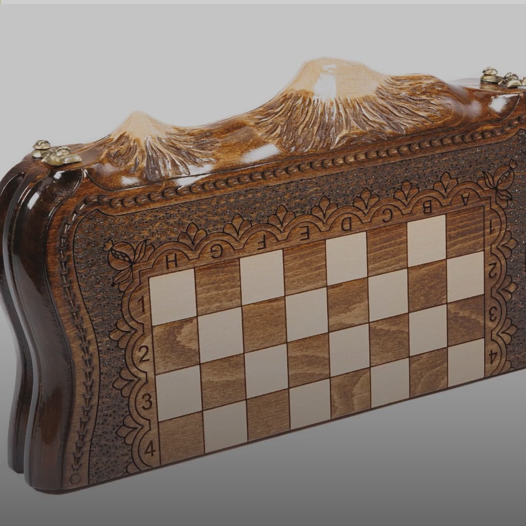 Chess & Backgammon Set with Ararat Outline, 30 cm – video
