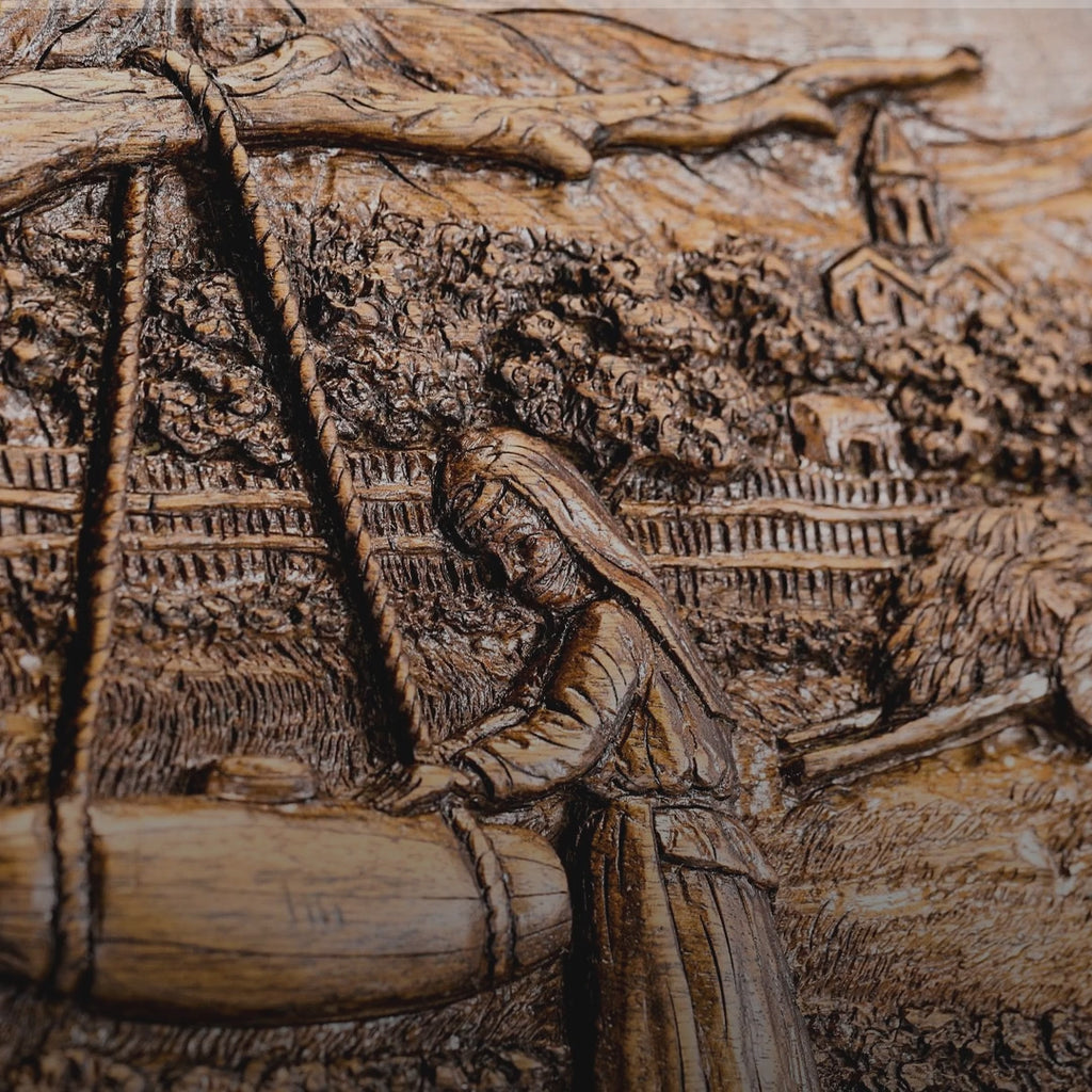 Village Scene Backgammon Set video: handmade, with free personal engraving
