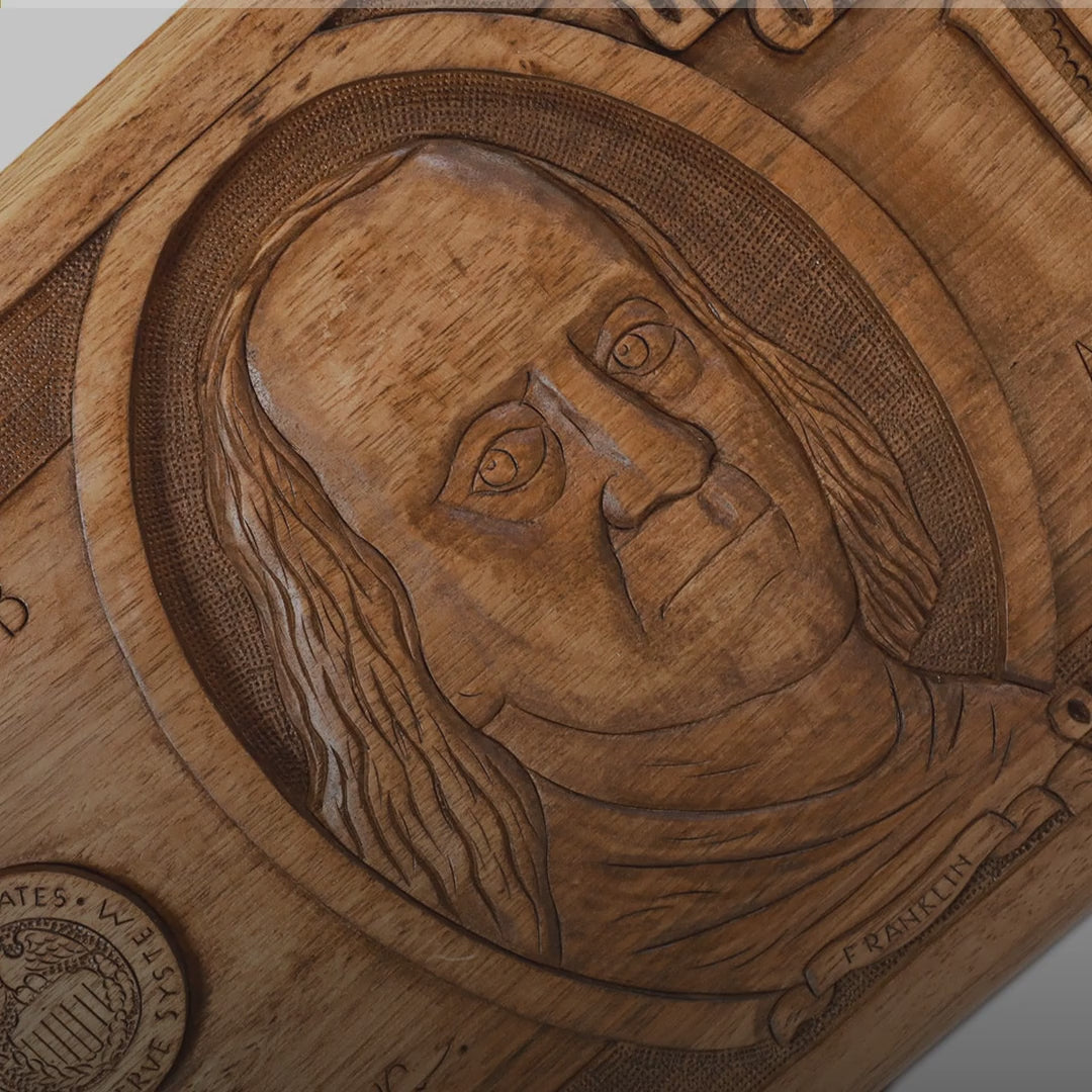 Walnut Backgammon Set with 100 Dollar Bill & Inlay, 60 cm – video