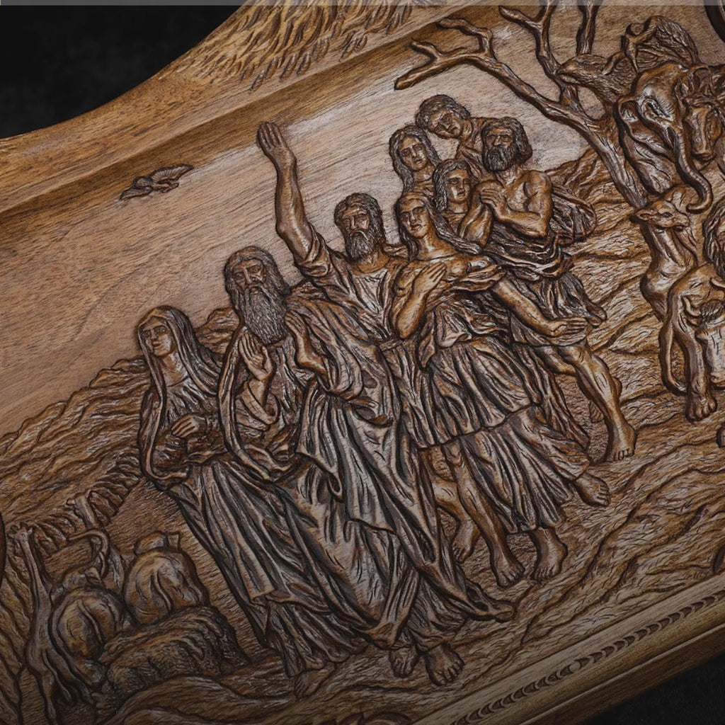 Walnut Backgammon Set with Noah's Ark Scene, Inlay & Ararat, 60 cm – video