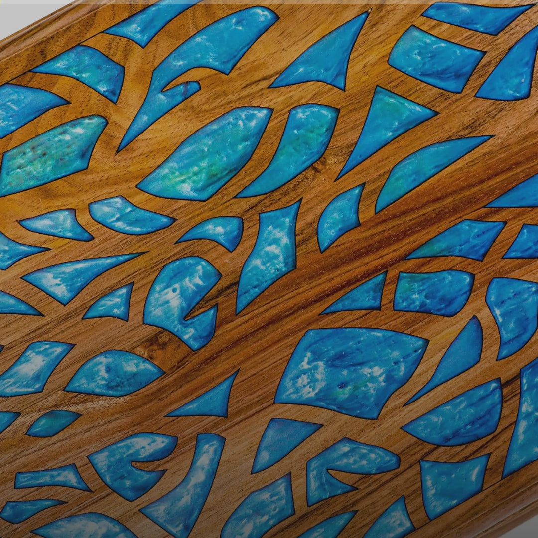 Walnut Two-Sided Backgammon Set with Epoxy Trees, 60 cm – video