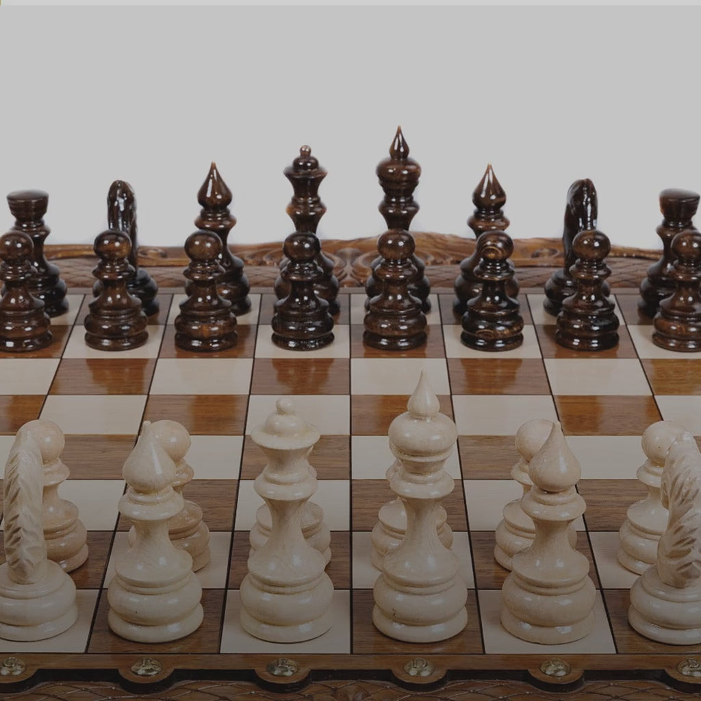 Walnut Chess & Backgammon Set with Braid Ornament & Ararat, 60 cm – video