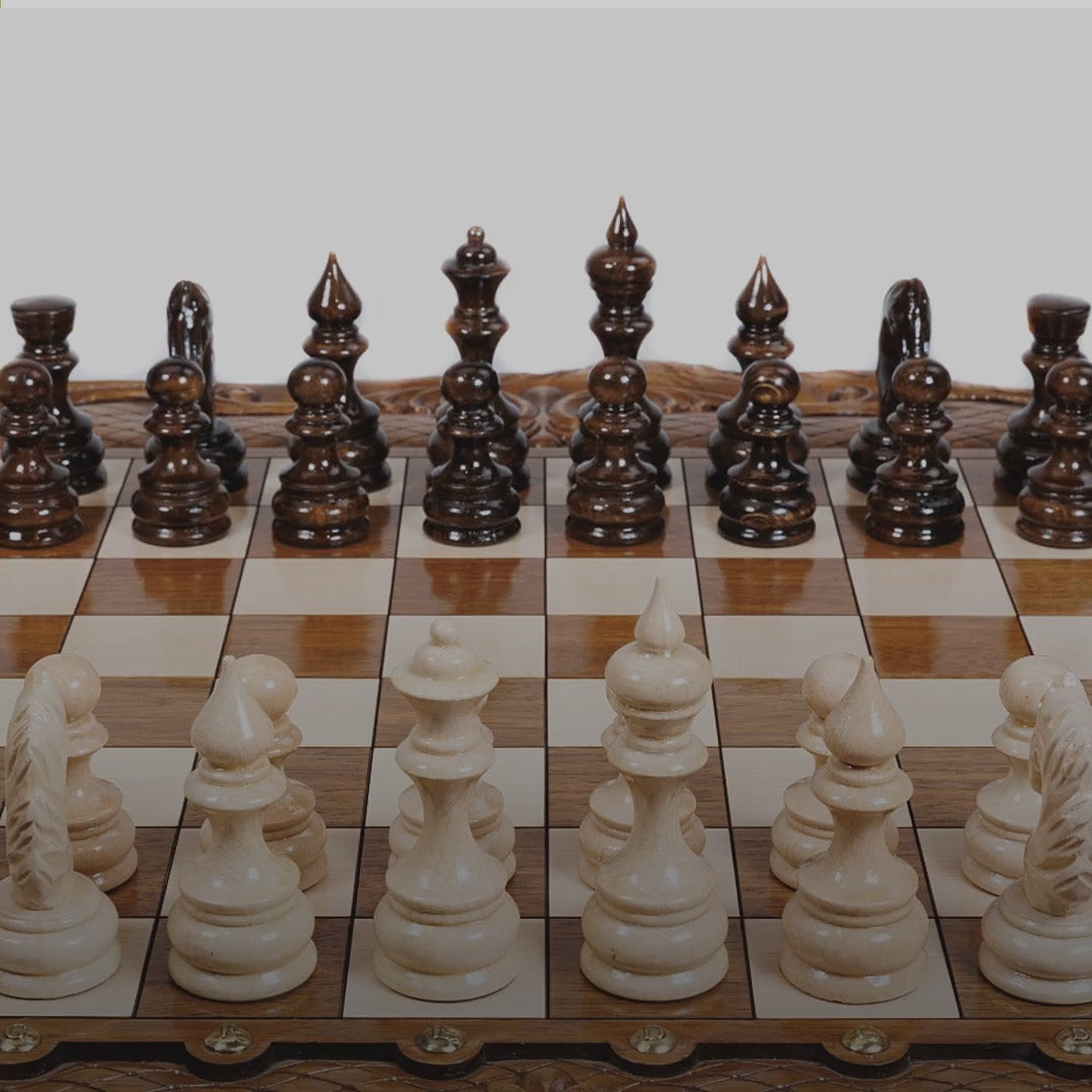 Walnut Chess & Backgammon Set with Braid Ornament & Ararat, 60 cm – video