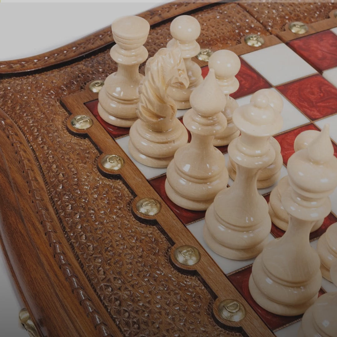Walnut Chess Set with Epoxy, 40 cm – video