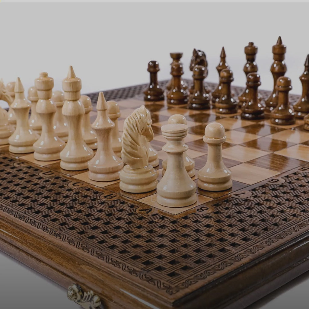 Chess & Backgammon Set with Braid Ornament, 60 cm – video