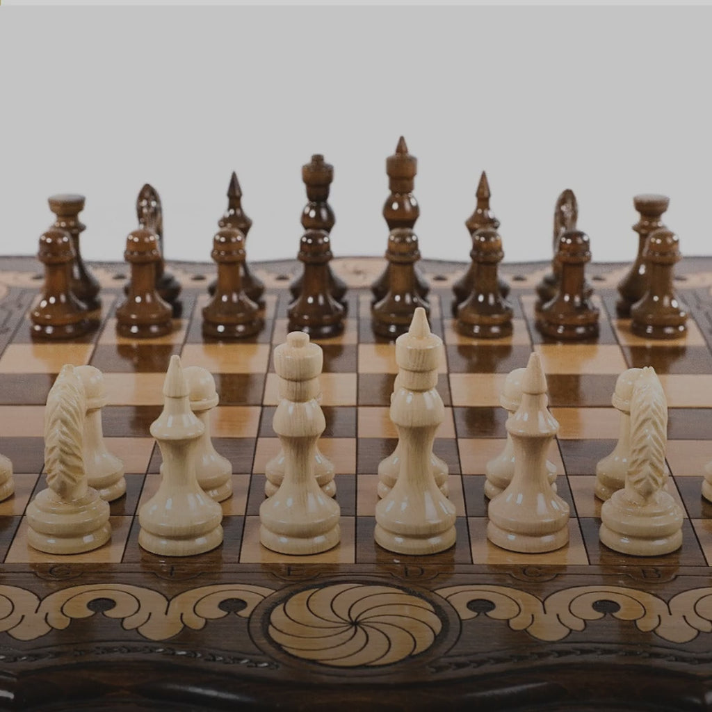 Walnut Chess & Backgammon Set with Eternity Sign, 60 cm – video
