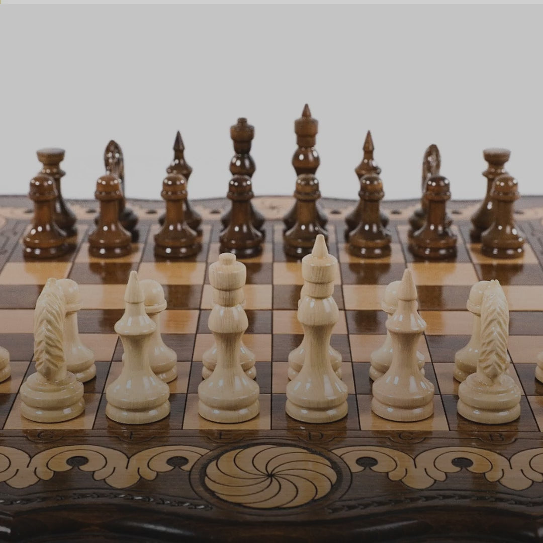 Walnut Chess & Backgammon Set with Eternity Sign, 60 cm – video