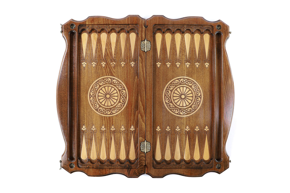 Handmade Wooden Backgammon Set with Tutankhamun, 60 cm (Model 11341)