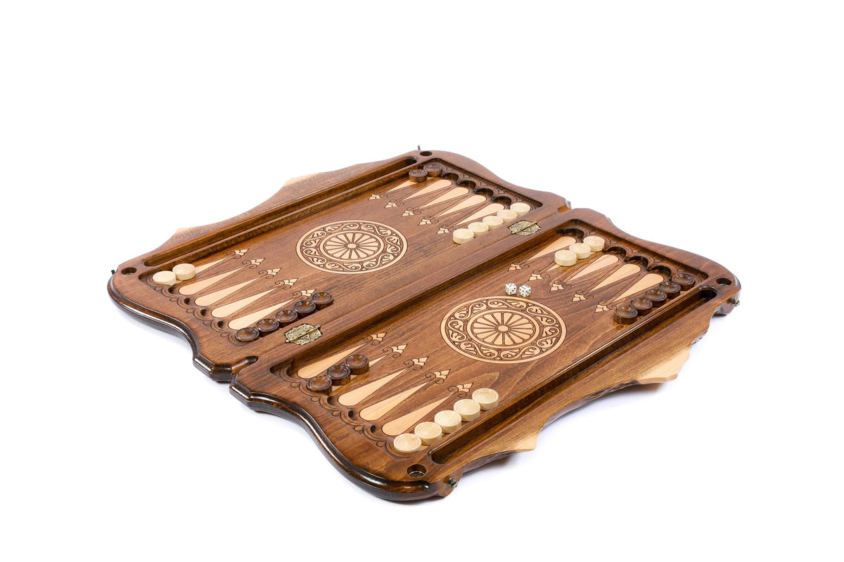 Handmade Wooden Backgammon Set with Garni Temple and Ararat Outline, 60 cm