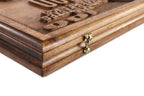 Handmade Walnut Backgammon Set with 100 Dollar Bill and Hornbeam Inlay, 60 cm