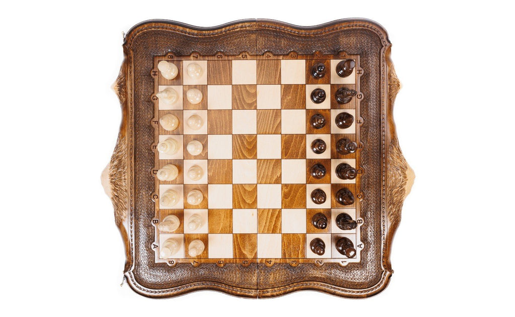 Chess & backgammon set with Mount Ararat outline, 60 cm