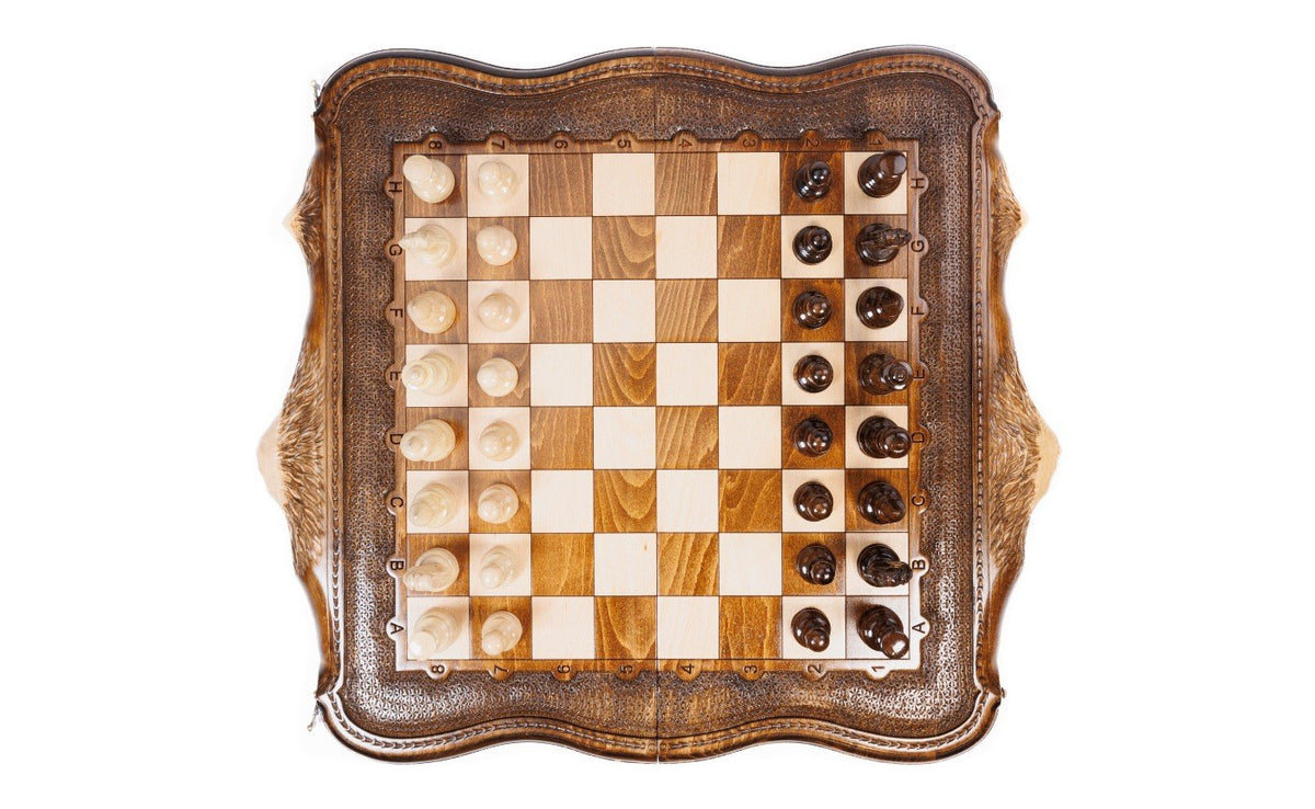 Chess & backgammon set with Mount Ararat outline, 60 cm