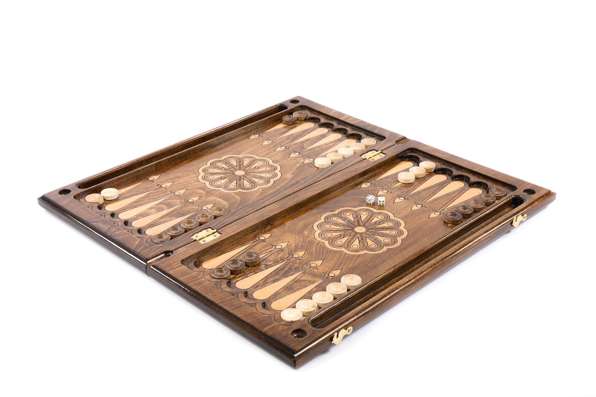 Handmade Wooden Backgammon Set with Mount Ararat, 60 cm (Model 11909)