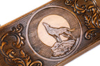 Handmade Wooden Backgammon Set with Wolf, 60 cm (Model 11931)