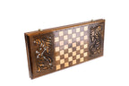 Handmade Wooden Backgammon Set with Wolf, 60 cm (Model 11931)