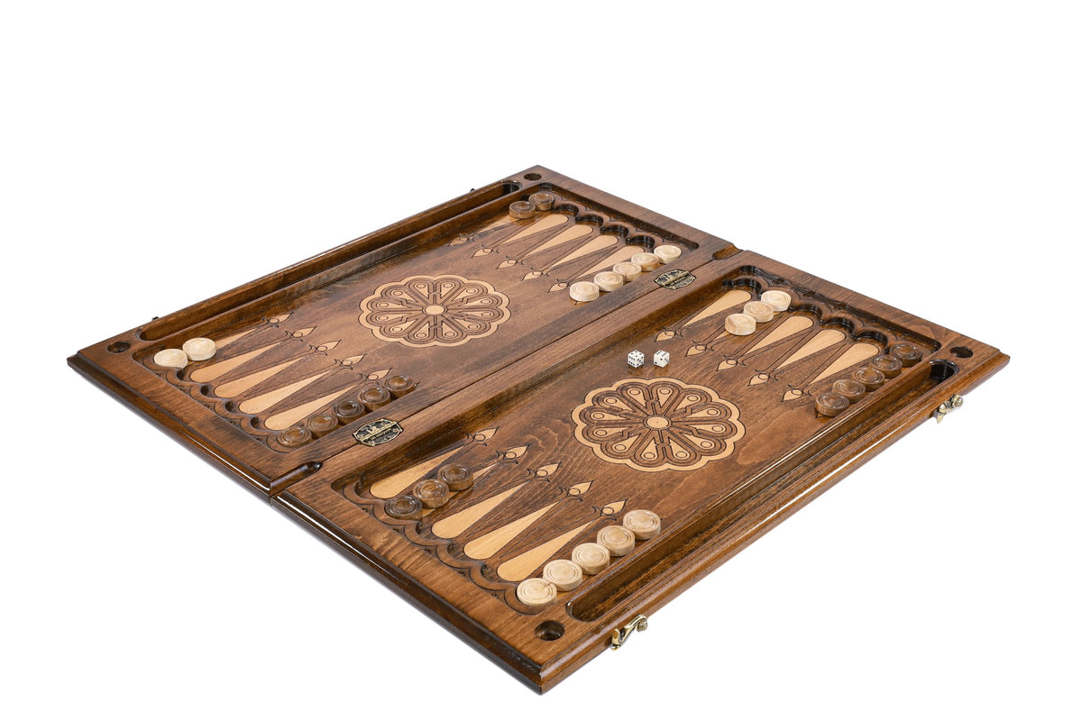 Handmade Wooden Backgammon Set with Mount Ararat, 60 cm (Model 11273)