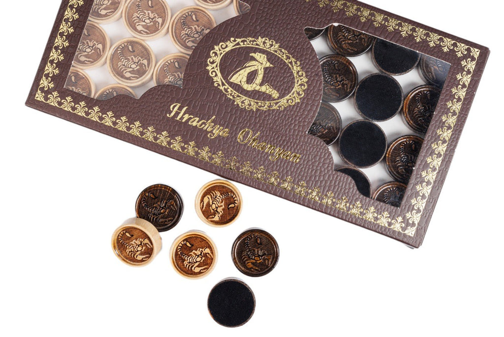 Backgammon Pieces With Scorpion Engraving