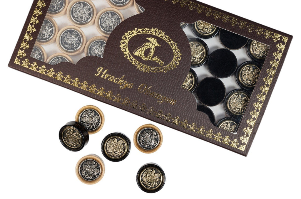 Backgammon Pieces With Coat Of Arms Of Armenia