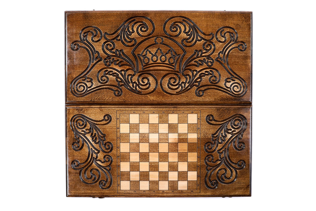 Handmade Wooden Backgammon Set, Classic Board, 60 cm (Model 11254)