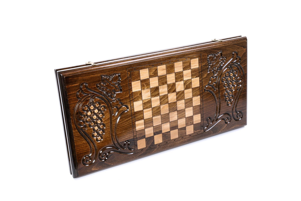 Handmade Wooden Backgammon Set with Mount Ararat, 60 cm (Model 11299)