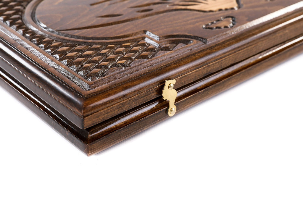 Handmade Wooden Backgammon Set with Mount Ararat, 60 cm (Model 11909)