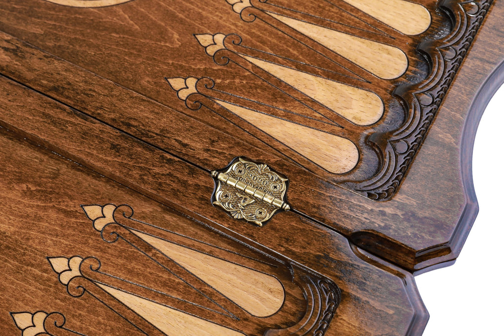 Handmade Wooden Two-Sided Backgammon Set with Deer and Bear, 60 cm