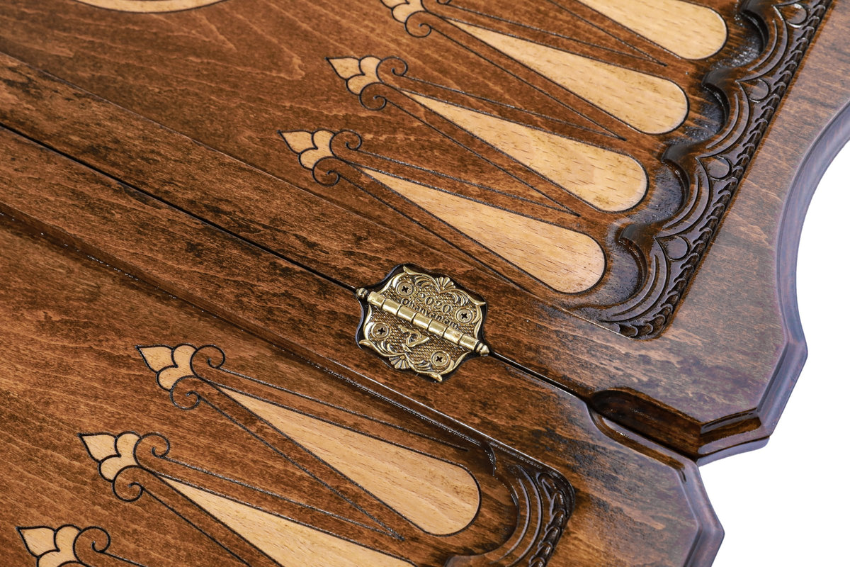 Handmade Wooden Two-Sided Backgammon Set with Deer and Bear, 60 cm