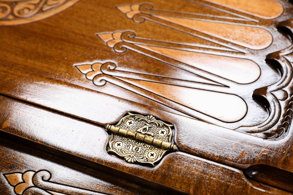 Handmade Wooden Backgammon Set with Armenian Coat of Arms, 60 cm (Model 11678)
