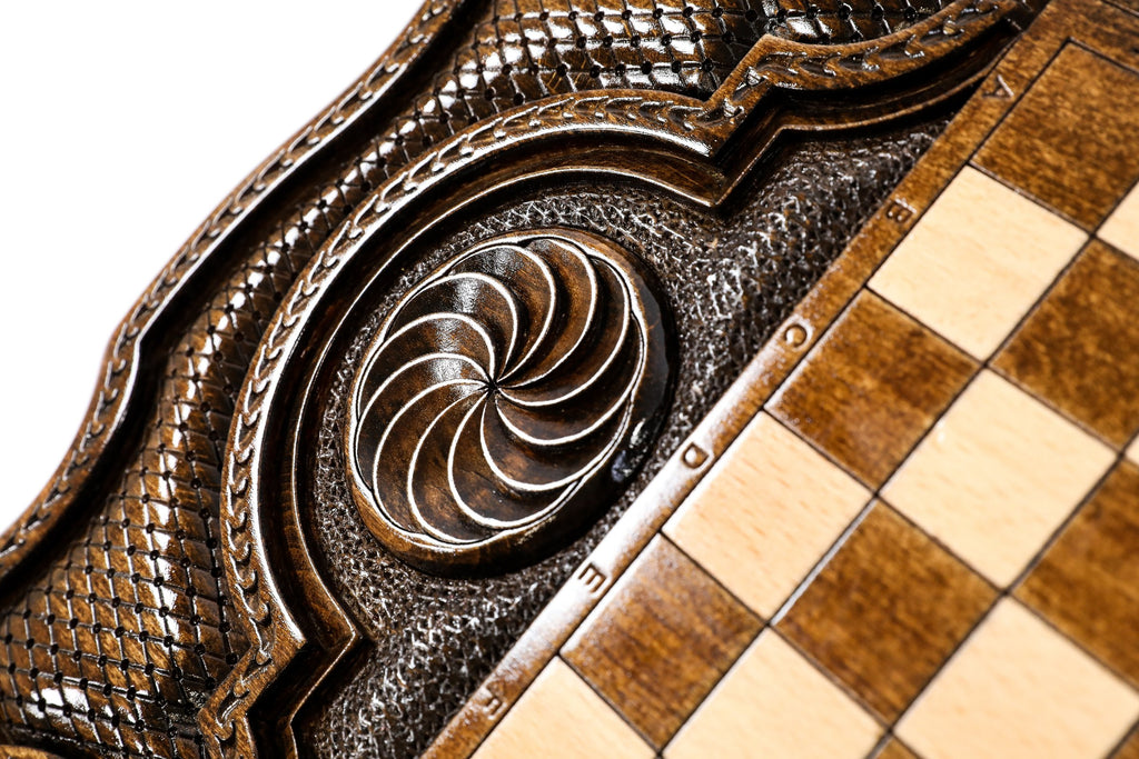 Handmade Wooden Backgammon Set with Tutankhamun, 60 cm (Model 11341)