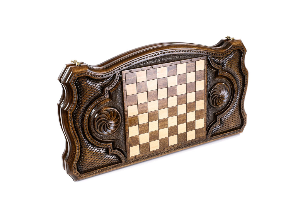 Handmade Wooden Backgammon Set with Tutankhamun, 60 cm (Model 11341)