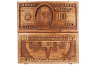 Handmade Walnut Backgammon Set with 100 Dollar Bill and Hornbeam Inlay, 60 cm
