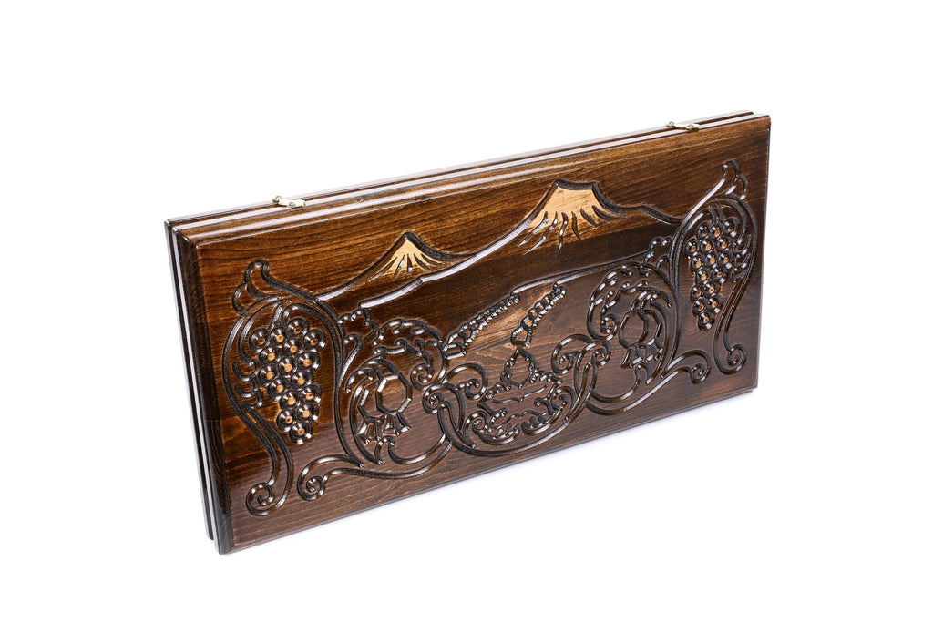 Handmade Wooden Backgammon Set with Mount Ararat, 60 cm (Model 11299)