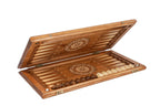Handmade Walnut Backgammon Set with 100 Dollar Bill and Hornbeam Inlay, 60 cm