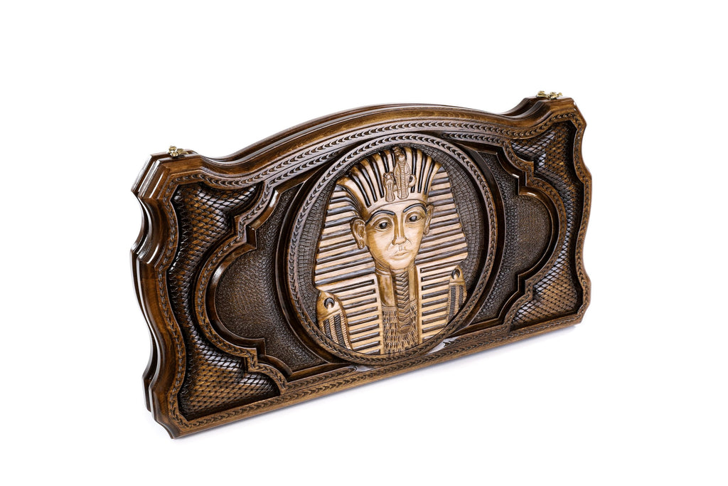 Handmade Wooden Backgammon Set with Tutankhamun, 60 cm (Model 11341)