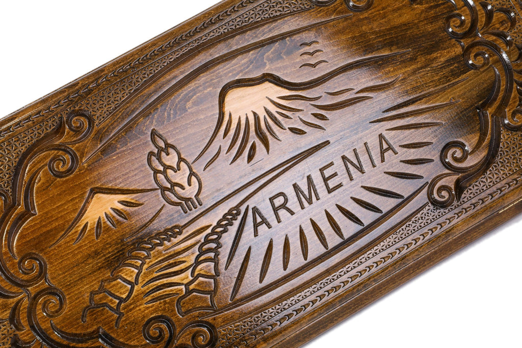 Handmade Wooden Backgammon Set with Mount Ararat, 60 cm (Model 11273)