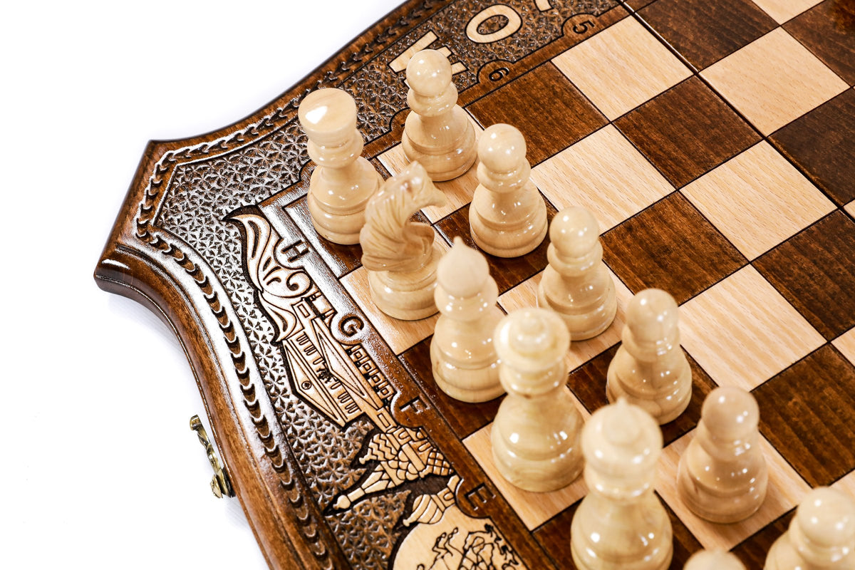 Handmade Wooden Chess Set with Moscow Edition, 50 cm