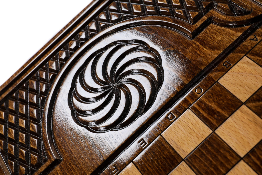 Handmade Wooden Backgammon Set with Mount Ararat, 60 cm (Model 11909)