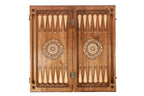 Handmade Walnut Backgammon Set with 100 Dollar Bill and Hornbeam Inlay, 60 cm