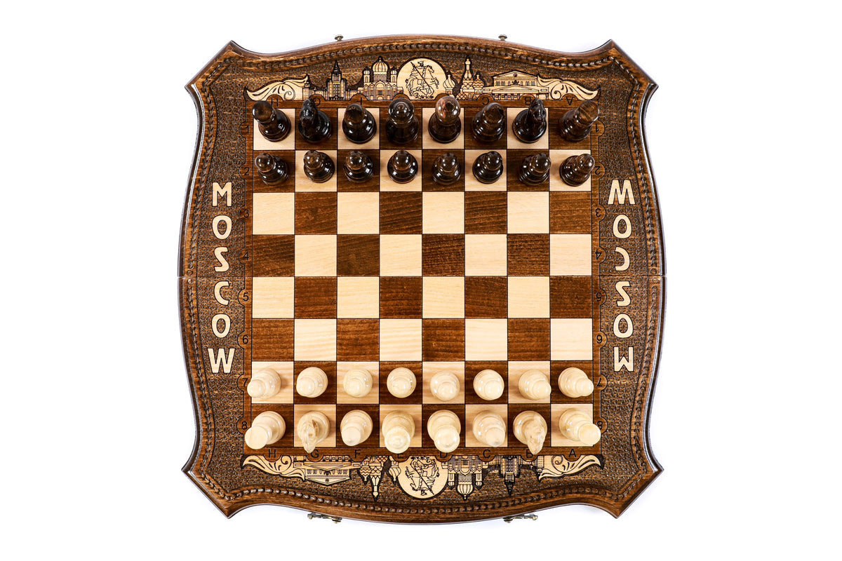 Handmade Wooden Chess Set with Moscow Edition, 50 cm