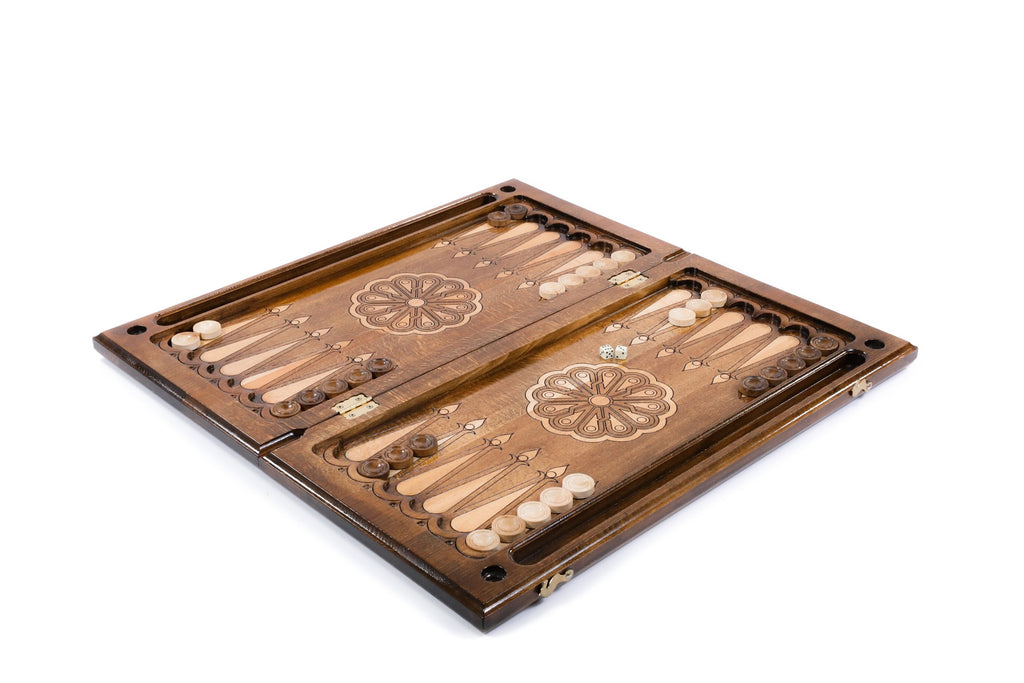 Handmade Wooden Backgammon Set with Mount Ararat, 60 cm (Model 11299)