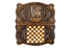 Handmade Wooden Backgammon Set with Assyrian Coat of Arms, 60 cm