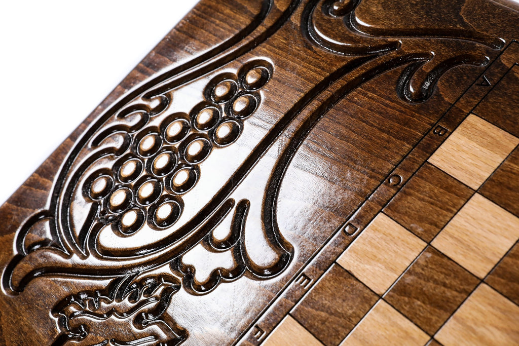 Handmade Wooden Backgammon Set with Mount Ararat, 60 cm (Model 11299)