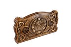Handmade Wooden Two-Sided Backgammon Set with Uzbekistan Coat of Arms, 60 cm
