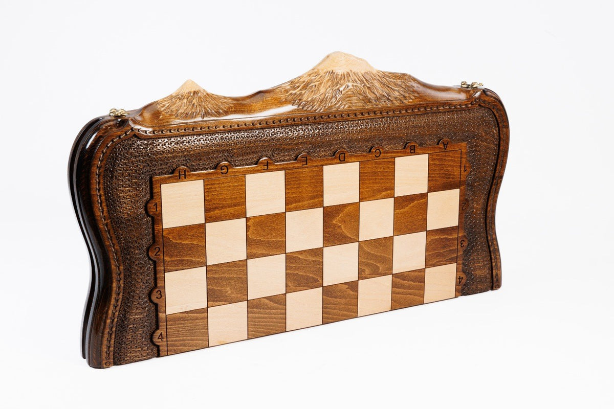 Chess & backgammon set with Mount Ararat outline, 60 cm